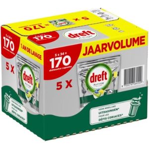 Dreft - All-in-One Platinum - Vaatwastabletten - Citroen - 5 zakken - 170 vaatwasbeurten