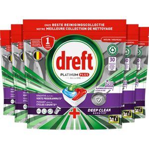 Dreft Platinum Plus All In One Vaatwasmiddel - Machine Clean Action - Voordeelverpakking 5 x 30 - Vaatwastabletten