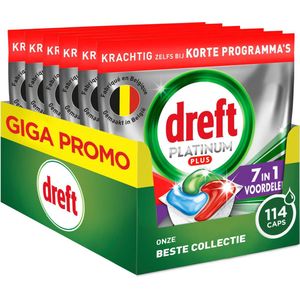Dreft Platinum Plus All In One Vaatwasmiddel - Machine Clean - 114 Vaatwastabletten