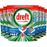 Dreft Platinum Plus All In One - Vaatwastabletten - Deep Clean Fresh Herbal Breeze - Voordeelverpakking 6 x 19 Capsules