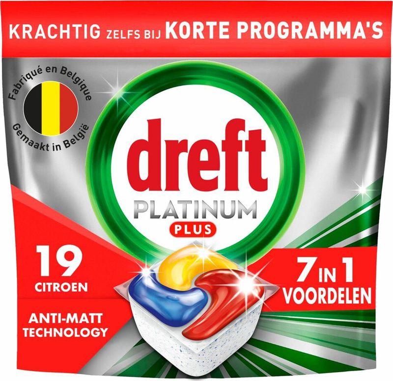 Dreft Vaatwastabletten Platinum Plus All In One Citroen 19 stuks