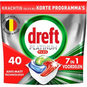 2e halve prijs: Dreft Vaatwastabletten Platinum Plus All In One 40 stuks