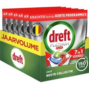 Dreft Platinum Plus All In One - Vaatwastabletten - Anti-Dofheidstechnologie - 150 Capsules
