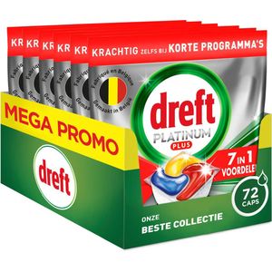 Dreft Platinum Plus All In One - Vaatwastabletten - Anti-Dofheidstechnologie - 72 Capsules