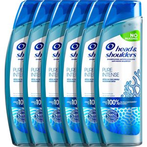 Head & Shoulders Pure Intense Hoofdhuid Detox - Anti-roos shampoo - Met Zeemineralen - Voordeelverpakking 6 x 250 ml