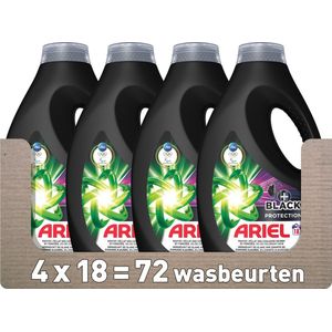 Ariel Vloeibaar Wasmiddel +Revitablack - Voor Zwarte en Donkere Kleuren - 4 x 18 Wasbeurten - Voordeelverpakking