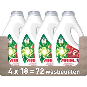Ariel Vloeibaar Wasmiddel +Ultra Vlekverwijderaar - 4 x 18 Wasbeurten - Voordeelverpakking