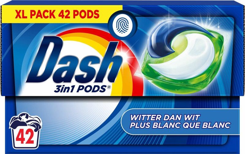Dash Wasmiddelcapsules 3in1 Pods Witter dan Wit 42 stuks