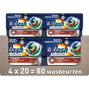 Dash 4in1 PODS - +Extra Vlekkenverwijderaar - Wasmiddelcapsules - Voordeelverpakking 4 x 20 Wasbeurten