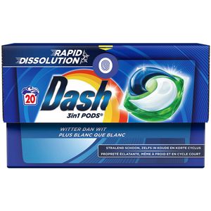 Dash - 3in1 Pods - Wasmiddelcapsules - Witter dan Wit - 20 Stuks