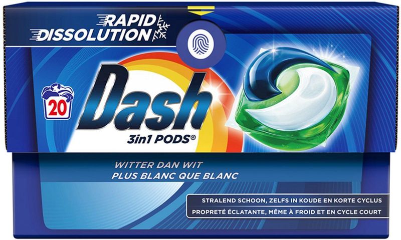 Dash - 3in1 Pods - Wasmiddelcapsules - Witter dan Wit - 20 Stuks