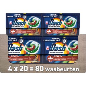 Dash 4in1 PODS - +Extra Vlekkenverwijderaar Kleuren - Wasmiddelcapsules - Voordeelverpakking 4 x 20 Wasbeurten