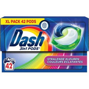 Dash Wasmiddelcapsules 3in1 Pods Stralende Kleuren - 4 x 42 stuks - Voordeelverpakking