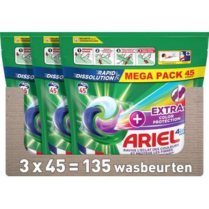 Ariel 4in1 PODS Wasmiddel Pods + Extra Kleurbescherming en Vezelbescherming- 3 x 45 Wasbeurten