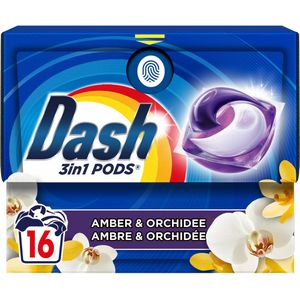 4x Dash Wasmiddelcapsules 3in1 Pods Amber & Orchidee 16 stuks