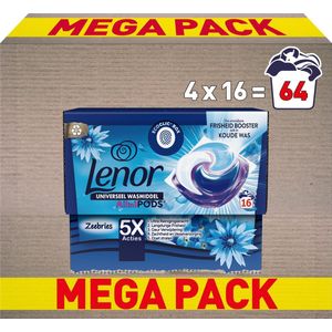 4x Lenor Wasmiddel All-in-1 Pods Zeebries 16 stuks