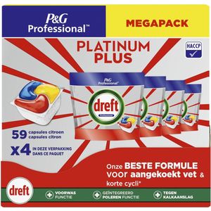Dreft Platinum Plus Lemon vaatwastabletten, pak van 59 capsules