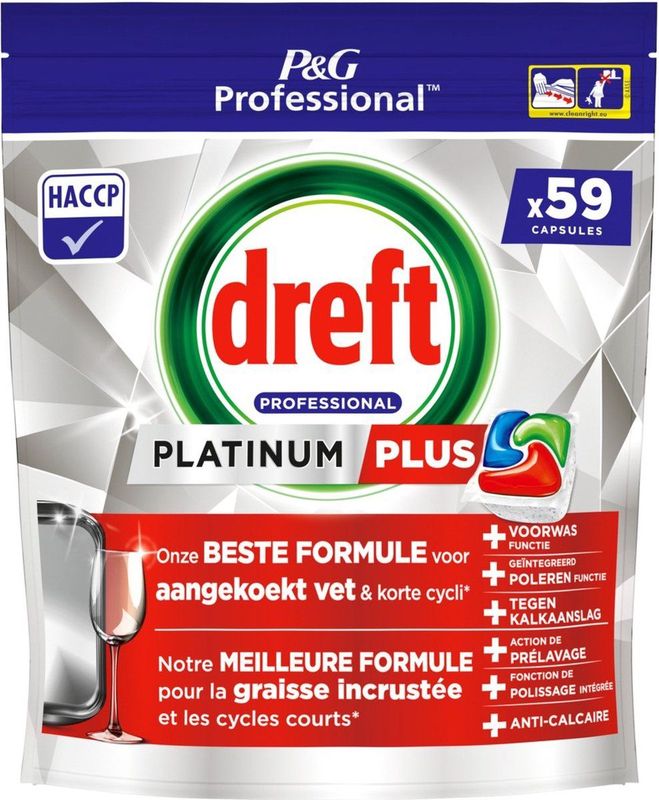 Dreft - Professional - Alles-in-één Vaatwascapsules - 59 Stuks