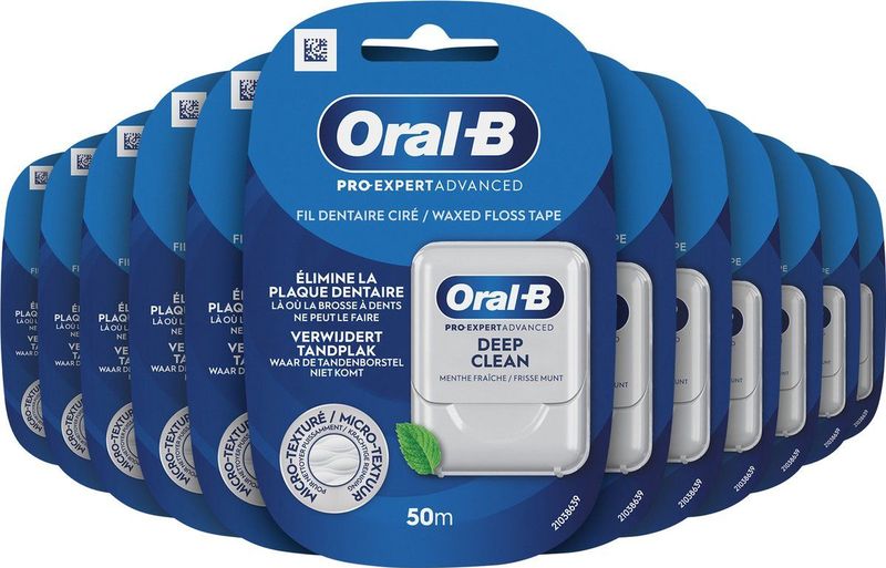 Oral-B Pro-Expert Advanced Flosdraad - Grondige Reiniging - Verwijdert Tandplak - 50m – 12 stuks