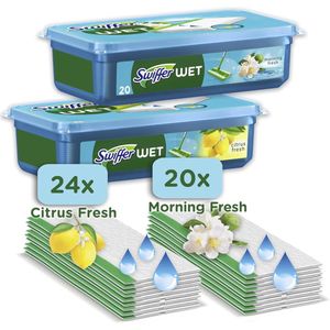 Swiffer Vochtige Vloerdoekjes Vloerreiniger - 24x Citrus Fresh en 20x Morning Fresh - Voordeelverpakking