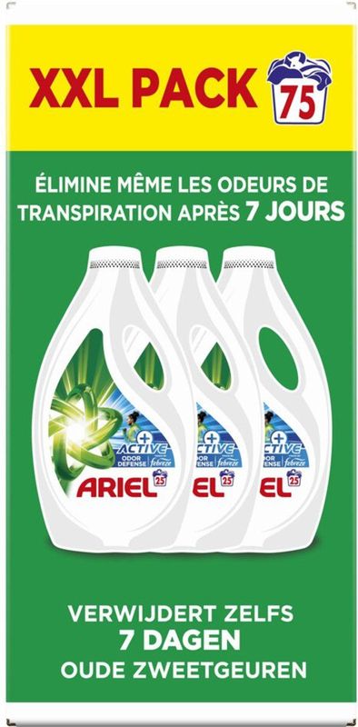 Ariel - Vloeibaar Wasmiddel - 3,37 Liter - +Actieve Odor Defense - 75 Wasbeurten
