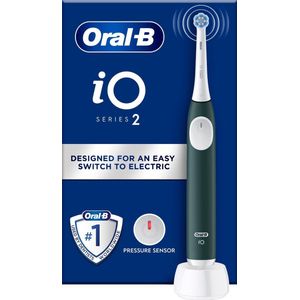 Oral-B iO 2 elektrische tandenborstel, bosgroen, voor volwassenen, 3 reinigingsmodi, zacht voor tandvlees, zachte borstel, accessoires, vervangende orale B-borstel, oplader