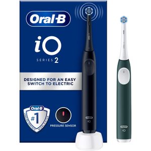 Oral-B iO Series 2 Elektrische Zahnbürste, DUO Pack, Night Black / Forest Green