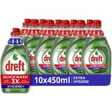 Dreft Quickwash Extra Hygiëne - Vloeibaar Afwasmiddel - 10 x 450 ml