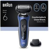 Braun - Series 6 - Elektrisch Scheerapparaat - Blauw - +1 Opzetstuk