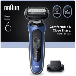 Braun - Series 6 - Elektrisch Scheerapparaat - Blauw - +1 Opzetstuk