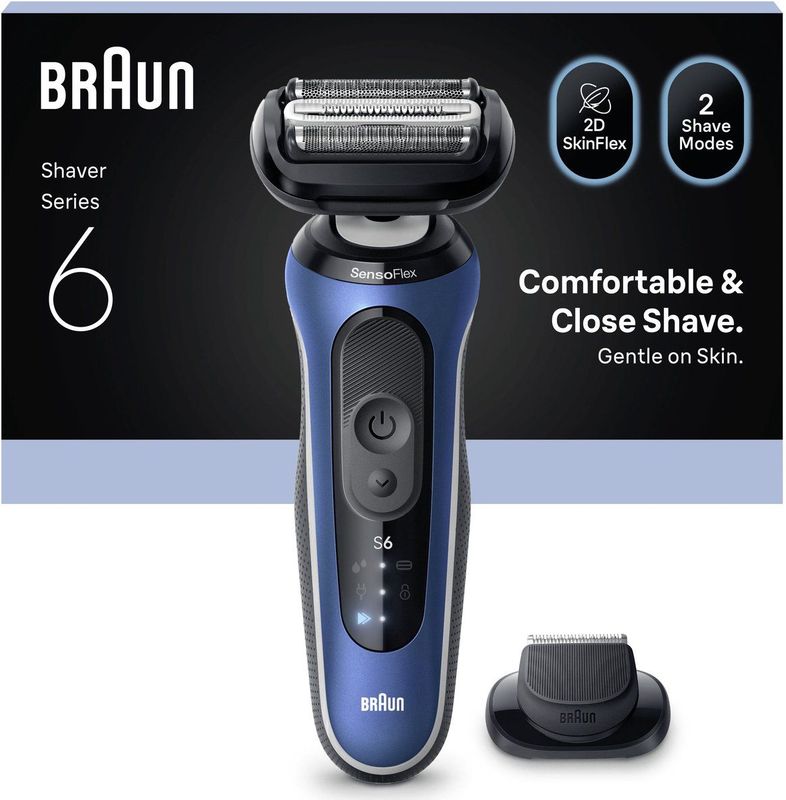 Braun - Series 6 - Elektrisch Scheerapparaat - Blauw - +1 Opzetstuk