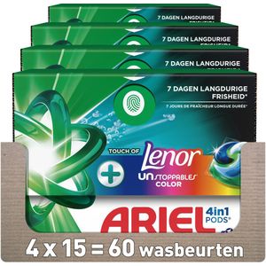 4x Ariel 4in1 Wasmiddel Pods Color Lenor Unstoppables 15 stuks