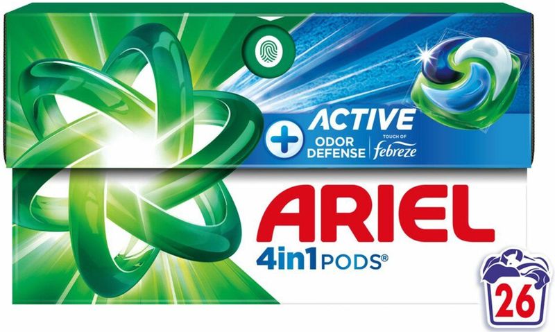 Ariel - 4in1 Pods - Wasmiddelcapsules - Actieve Geurbestrijding - 16 Stuks