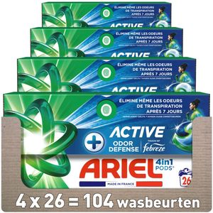 Ariel - 4in1 Pods - Wasmiddelcapsules - Actieve Geurbestrijding - 16 Stuks