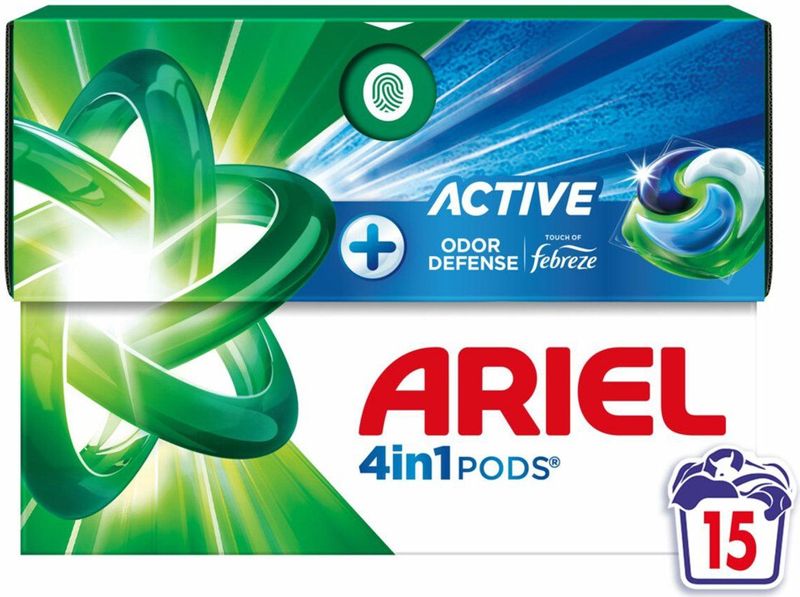 Ariel - 4in1 Wasmiddel Pods - Actieve Geurbestrijding - 15 Stuks