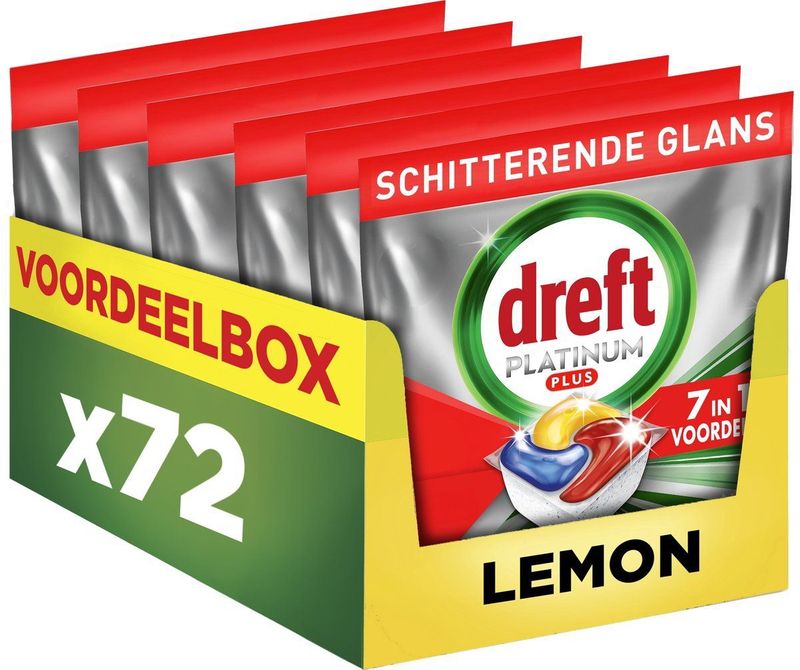 Dreft - Platinum Plus - Vaatwastabletten - Citroen - 72 Capsules - Voordeelbox