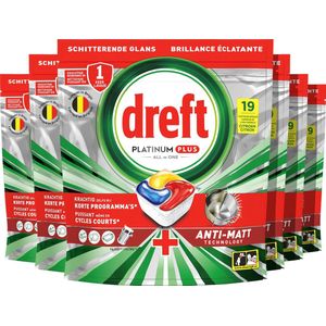 6x Dreft Vaatwastabletten Platinum Plus All In One Citroen 19 stuks