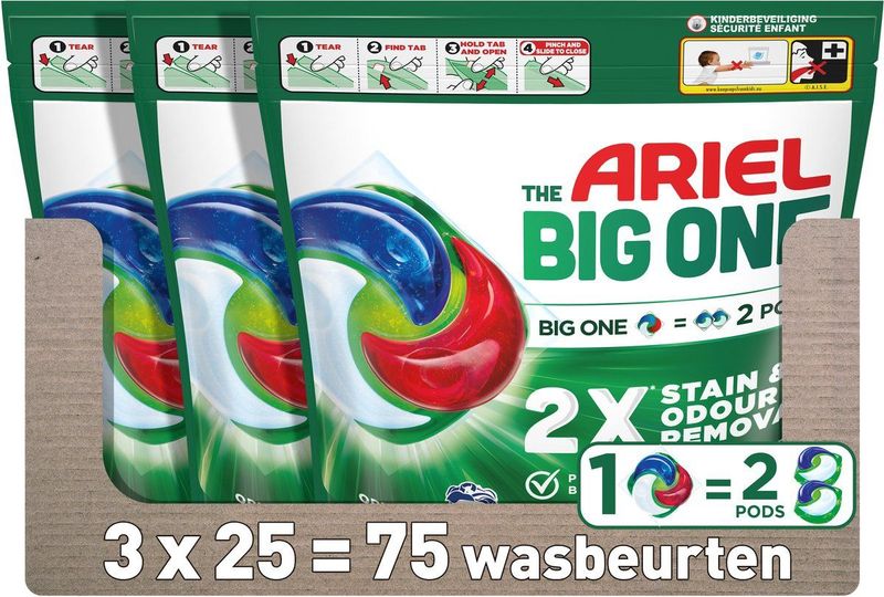 Ariel - The Big One Pods - Vloeibaar Wasmiddel - Original - 24 Capsules
