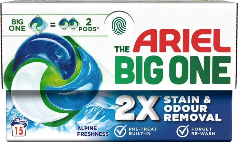 Ariel - 3in1 Wasmiddel Pods The Big One - Alpine - 15 Stuks