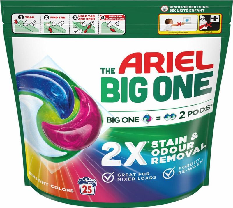 Ariel - The Big One Wasmiddel Pods - 25 Stuks - Stralende Kleuren