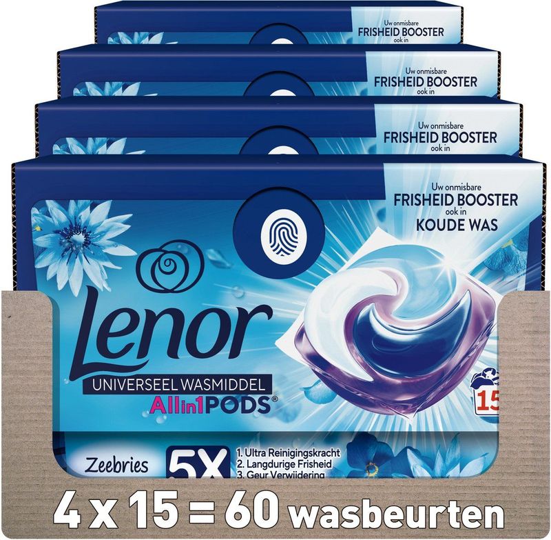 Lenor - All-in-1 Pods - Zeebries - 4 x 15 Stuks