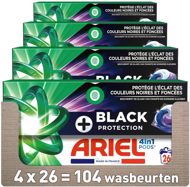 Ariel - 4in1 PODS - Wasmiddelcapsules - Zwart - Beschermt Glans