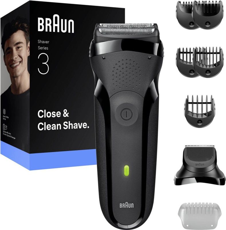 Braun - Series 3 300BT - Elektrisch Scheerapparaat - Grijs - Met Baardtrimmer Opzetstuk