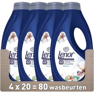 4x Lenor Vloeibaar Wasmiddel Katoen Fris 20 Wasbeurten 900 ml