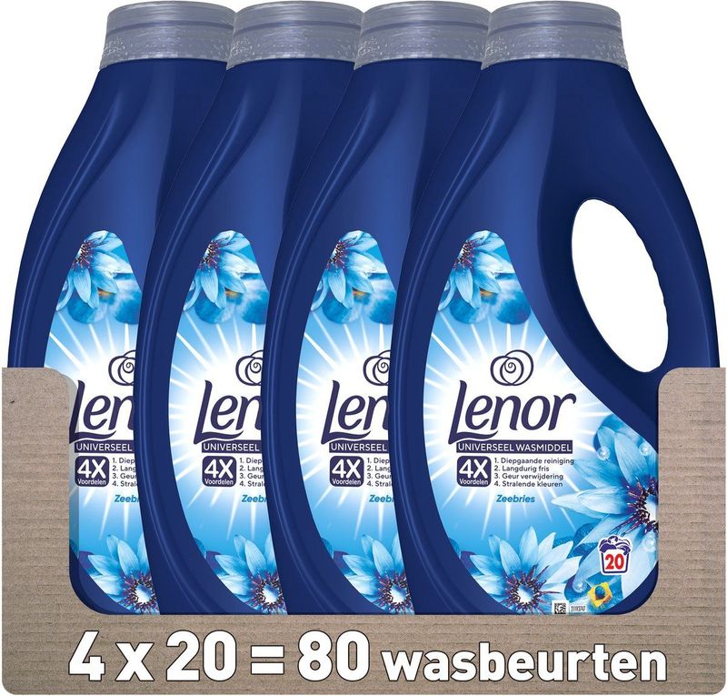 Lenor - Vloeibaar Wasmiddel - Zeebries - 4x 900 ml - 20 Wasbeurten