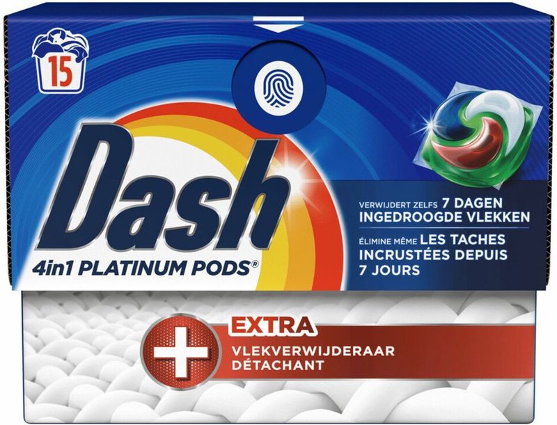 Dash - Platinum 4in1 Wasmiddelcapsules - Extra Vlekverwijdering - 15 Stuks