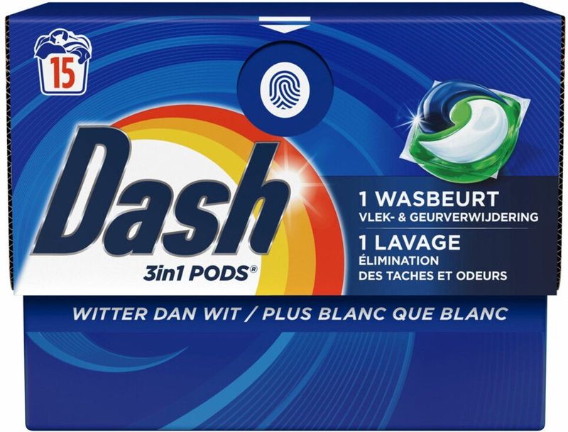 Dash - Wasmiddelcapsules 3in1 Pods - Witter Dan Wit - 15 Stuks