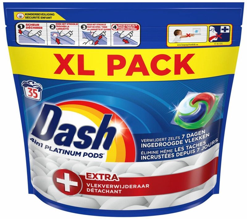 Dash - Platinum 4in1 Pods - Wasmiddelcapsules - +Extra Vlekverwijdering - 18 Stuks