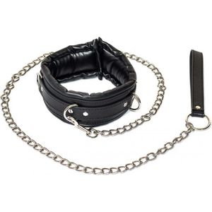 Verstelbare Halsband Met Ketting Riem - Collar - BDSM - Bondage - Luxe Verpakking - Party Hard - Fetish - Zwart