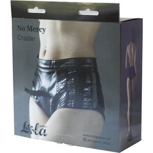 No Mercy - Crazier - Zwart slipje voor strapon met buttplug kit - Harnas - Sekstuigje inclusief anaalplug - Vegan kunstleer - S/M - Zwart